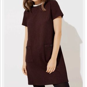 Loft shift houndstooth dress with ruffle